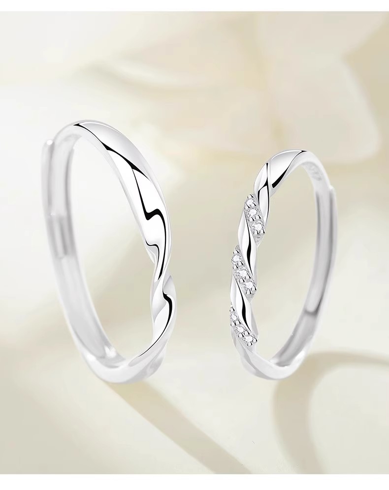 S999 Reines Silber Doppelring Design