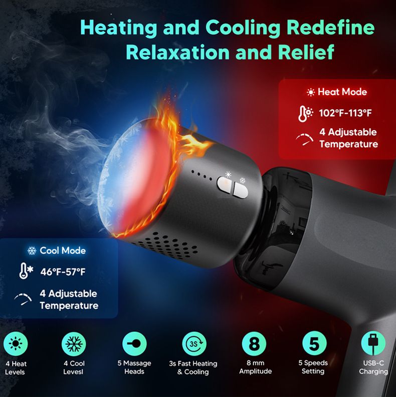 Portable mini fascia massage gun hot and cold dual-mode
