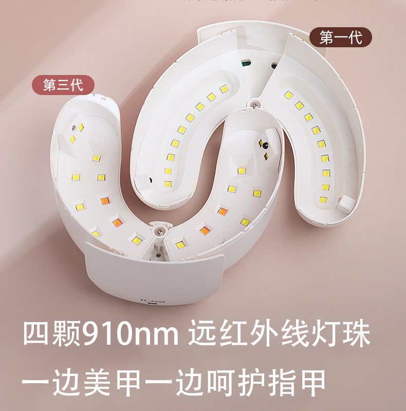 Manicure LED lamp mini foldable, nail dryer with UV-C phototherapy
