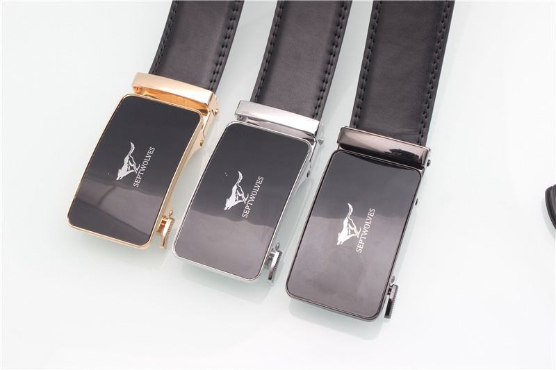 Men's cowhide leather belt, automatic buckle, extended length
