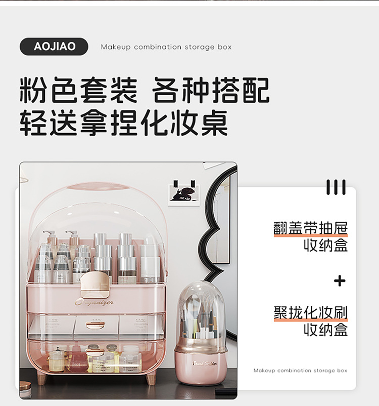 Dust-proof cosmetic storage box, large capacity