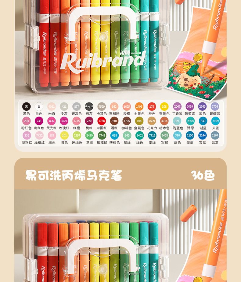 Acrylic pen set, washable, quick-drying