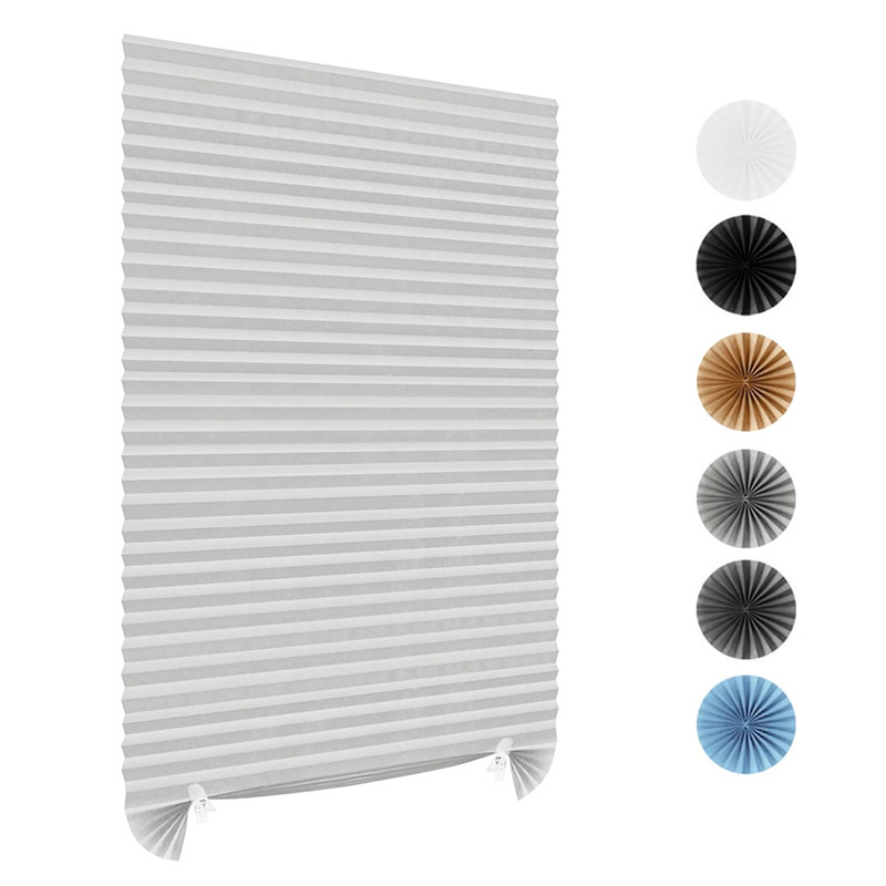 Self-adhesive pleated blind, blackout, bedroom