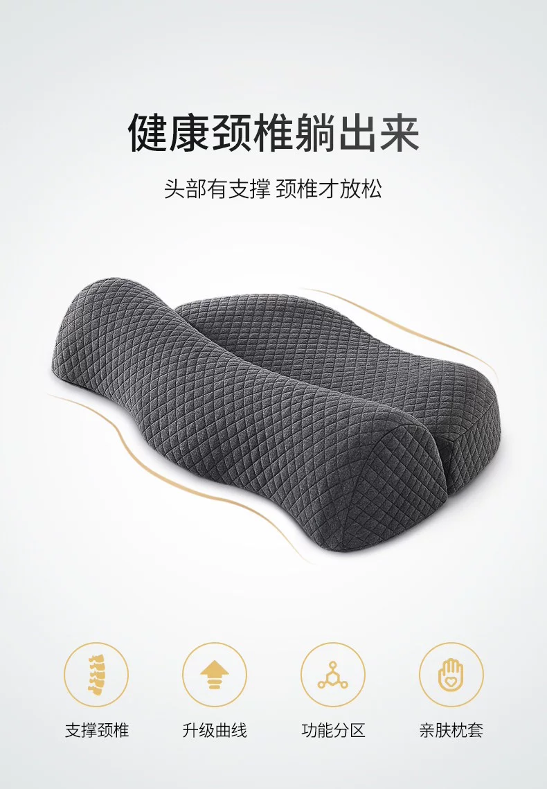 Memory foam cervical pillow with spine support and pain relief