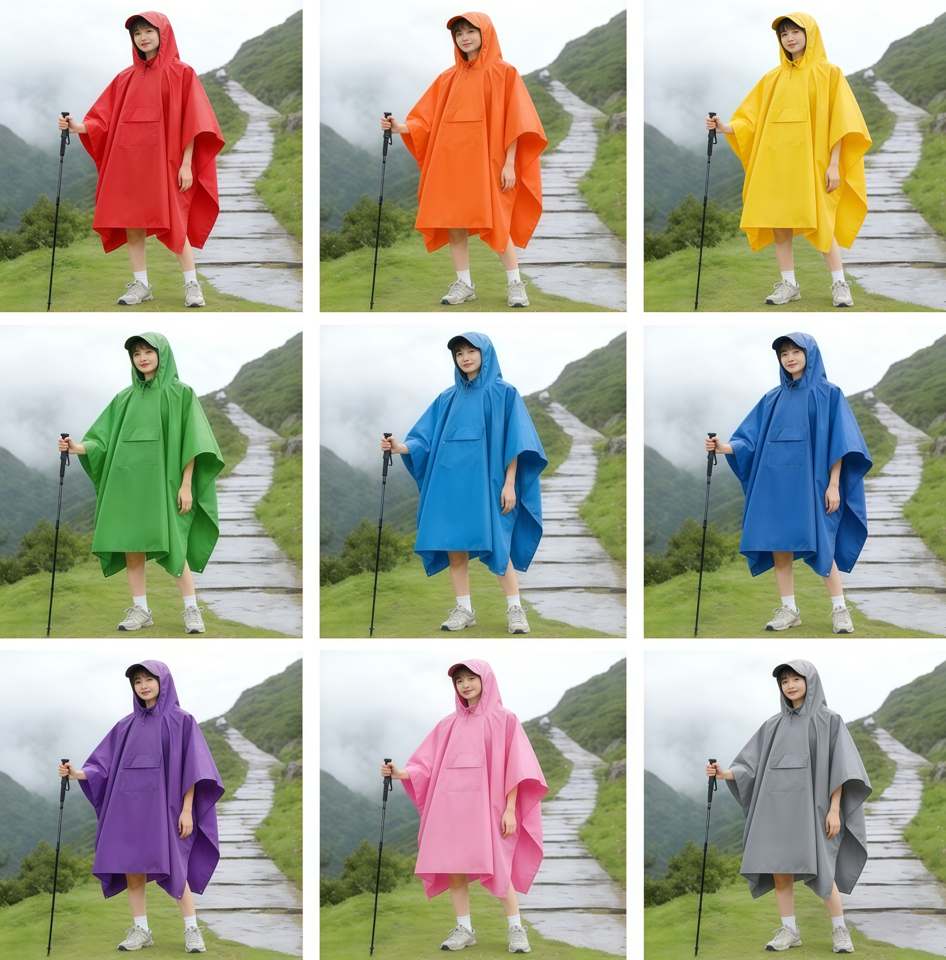 3-in-1 Regenponcho, leicht, Outdoor-Cape