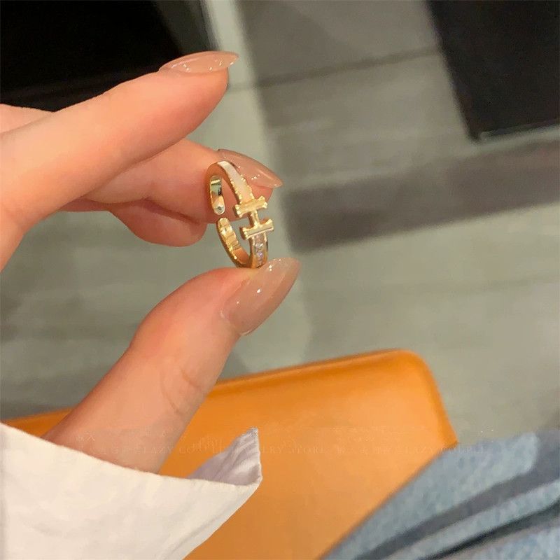 H-letter zircon stackable women's ring