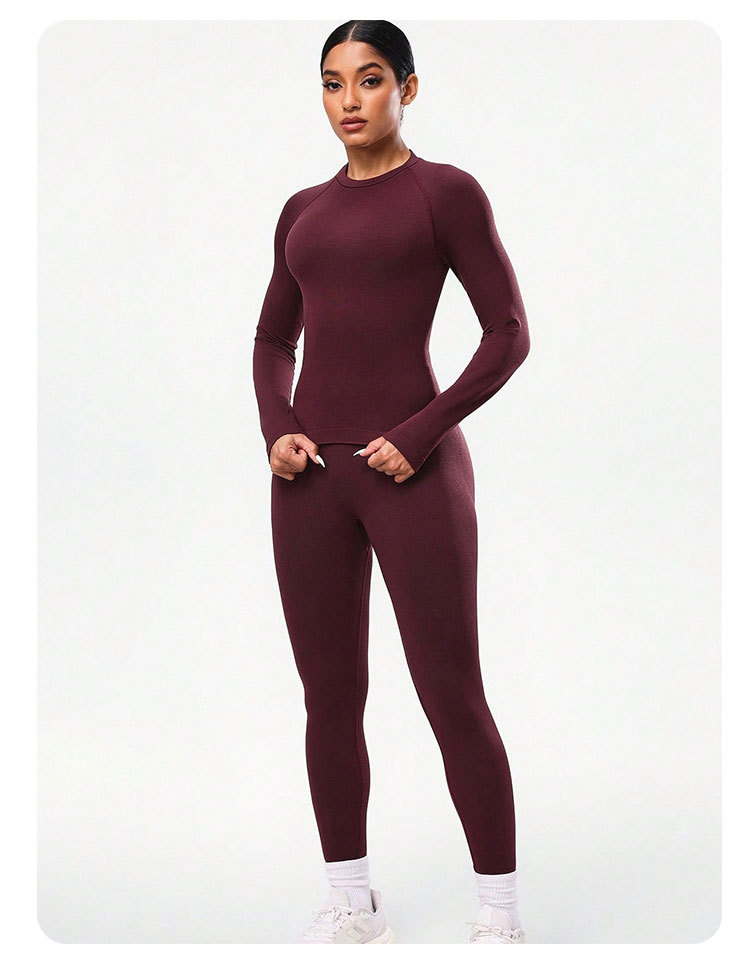 Damen-Yoga-Set, 2-teilig, Langarm, Leggings