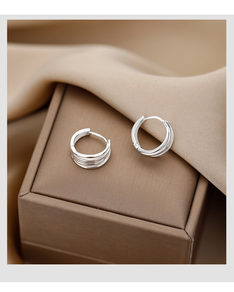 925 sterling silver multi-layer women's earrings