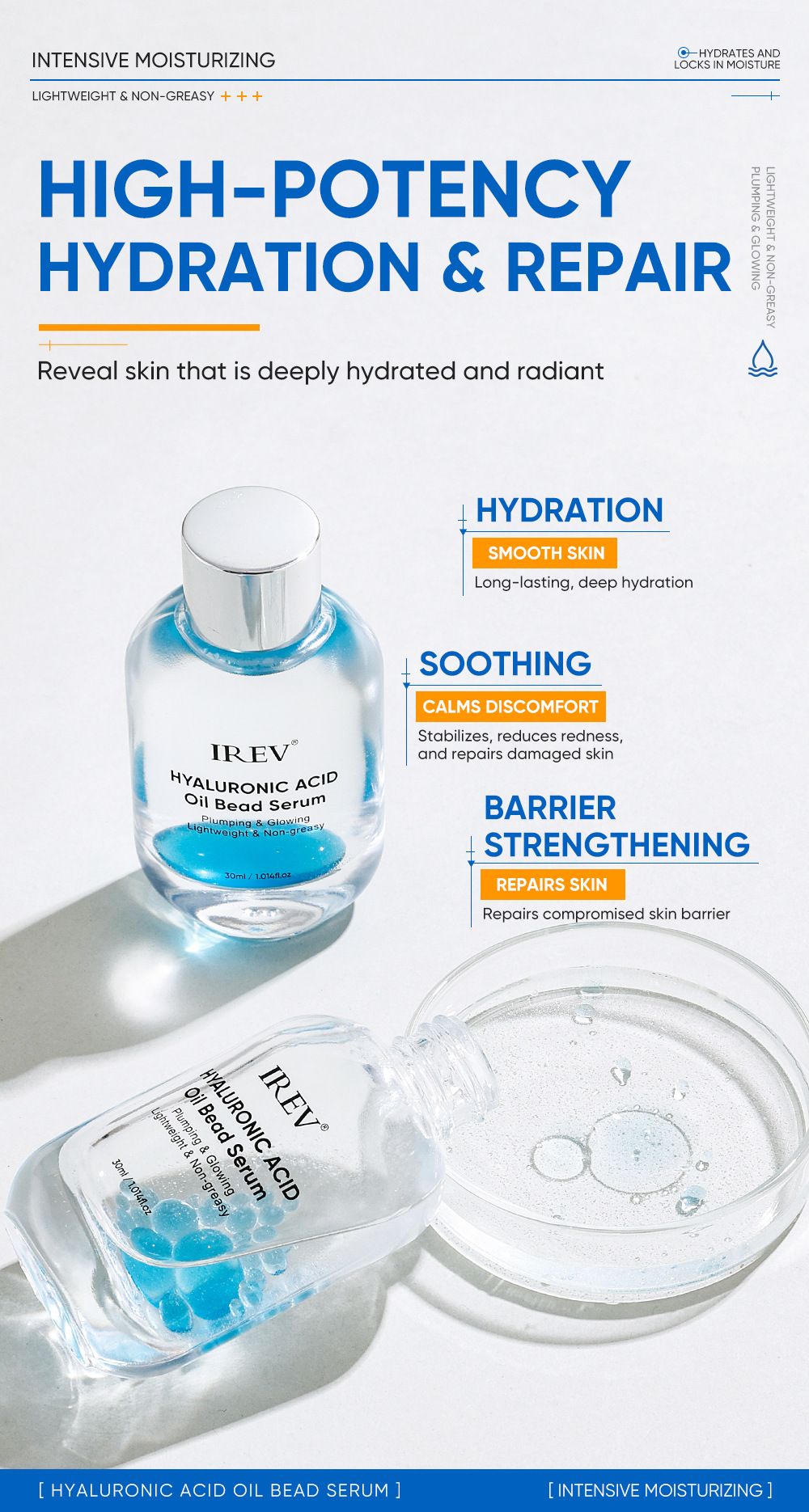 Hyaluronsäure-Öltropfen Serum Barrierenreparatur glättend feuchtigkeitsspendend