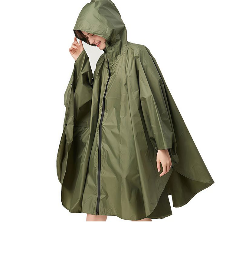 Poncho-Regenjacke, Erwachsene, tragbar mit Reißverschluss