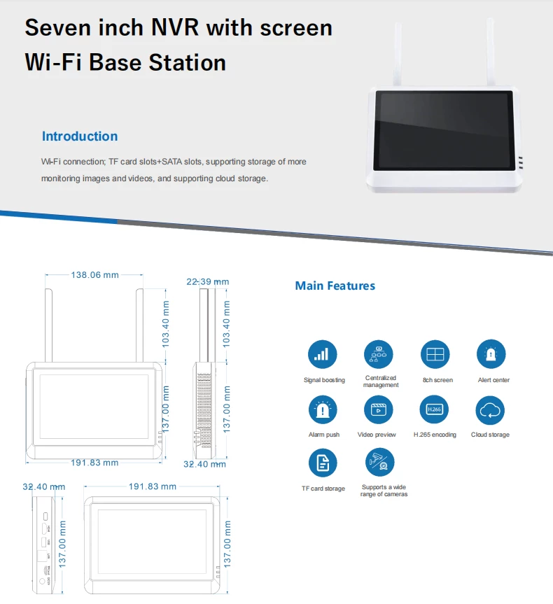 Drahtlos NVR WiFi Set mit Display Videorecorder-System