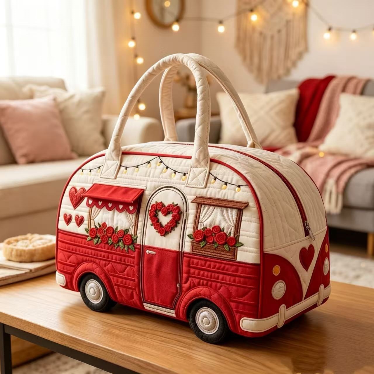 Gesteppte Reisetasche mit 3D-Druck