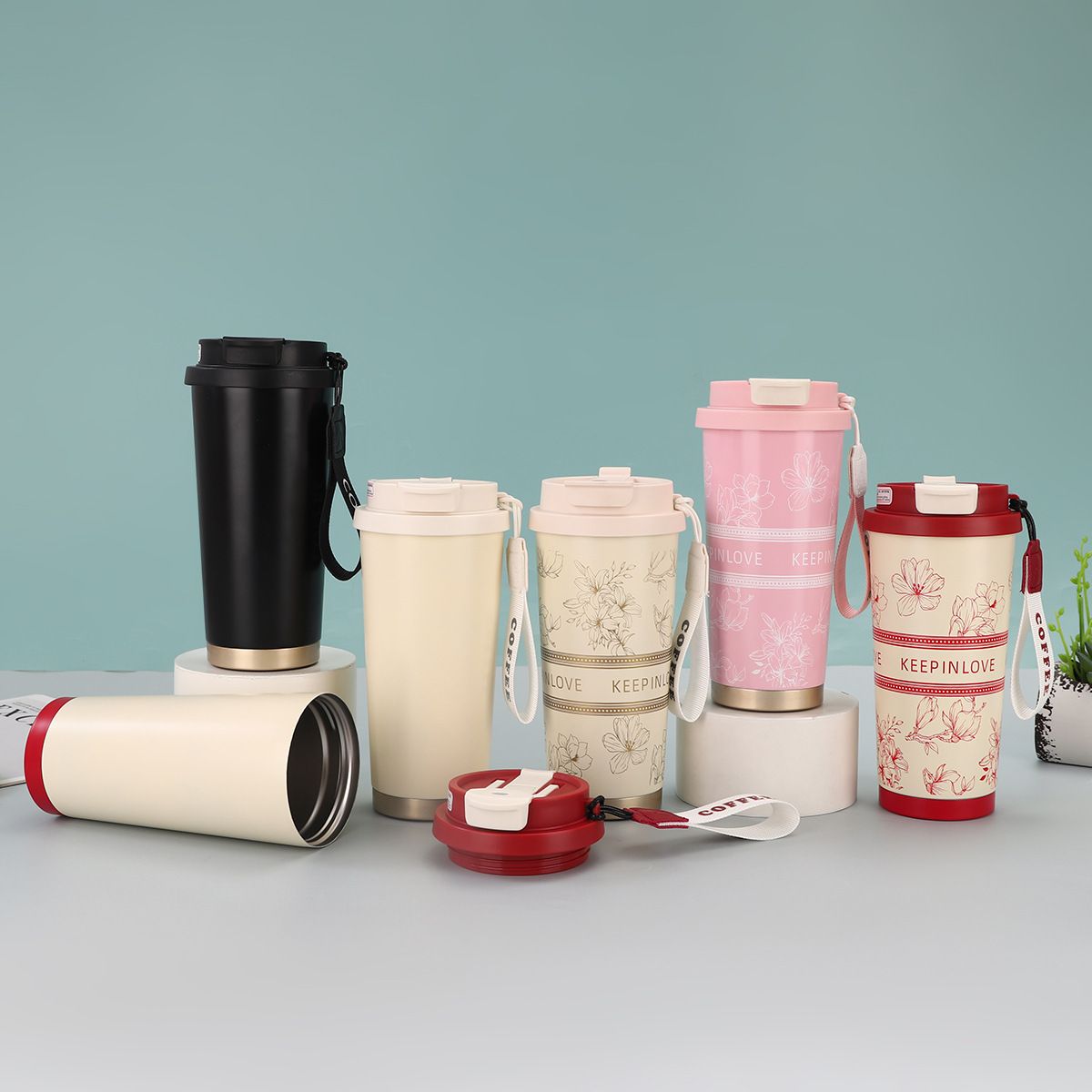 Lily pattern stainless steel insulated tumbler 316, gift box