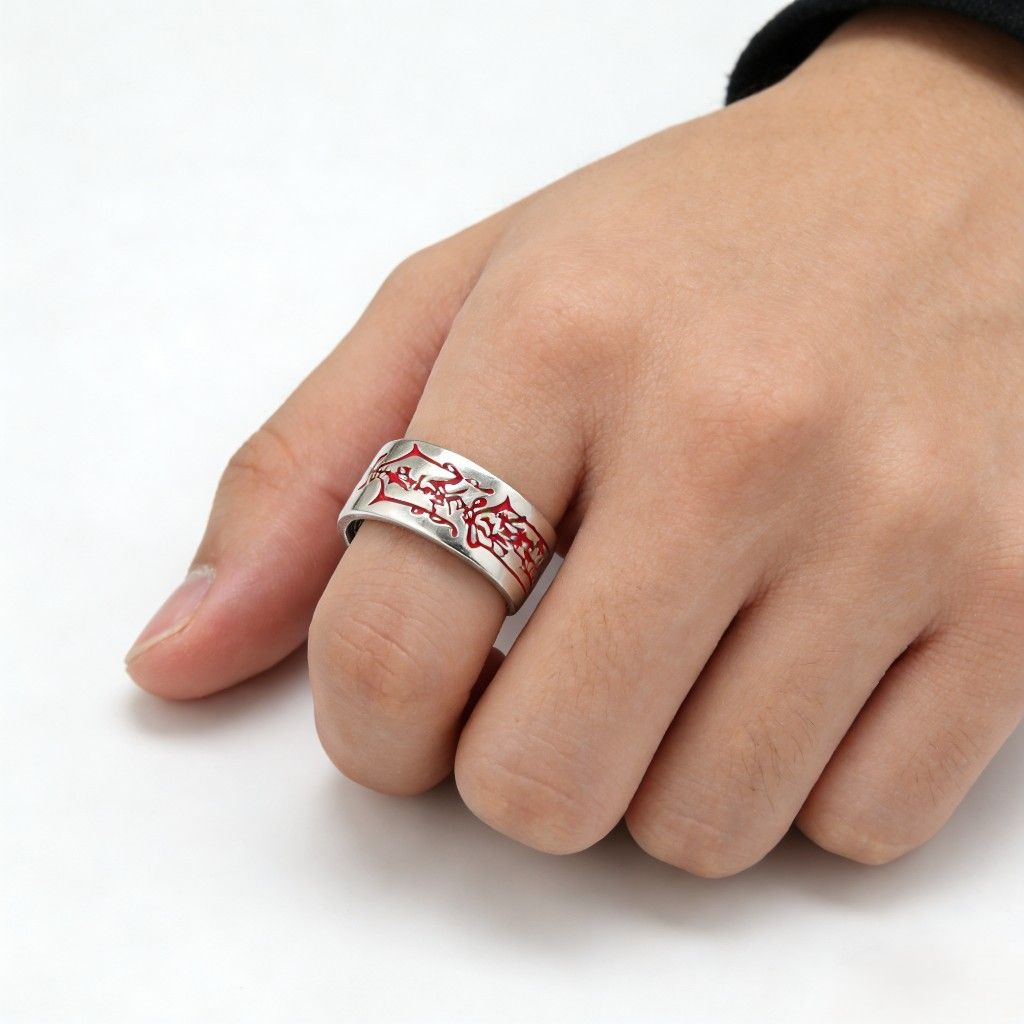 S999 pure silver open ring, vintage design