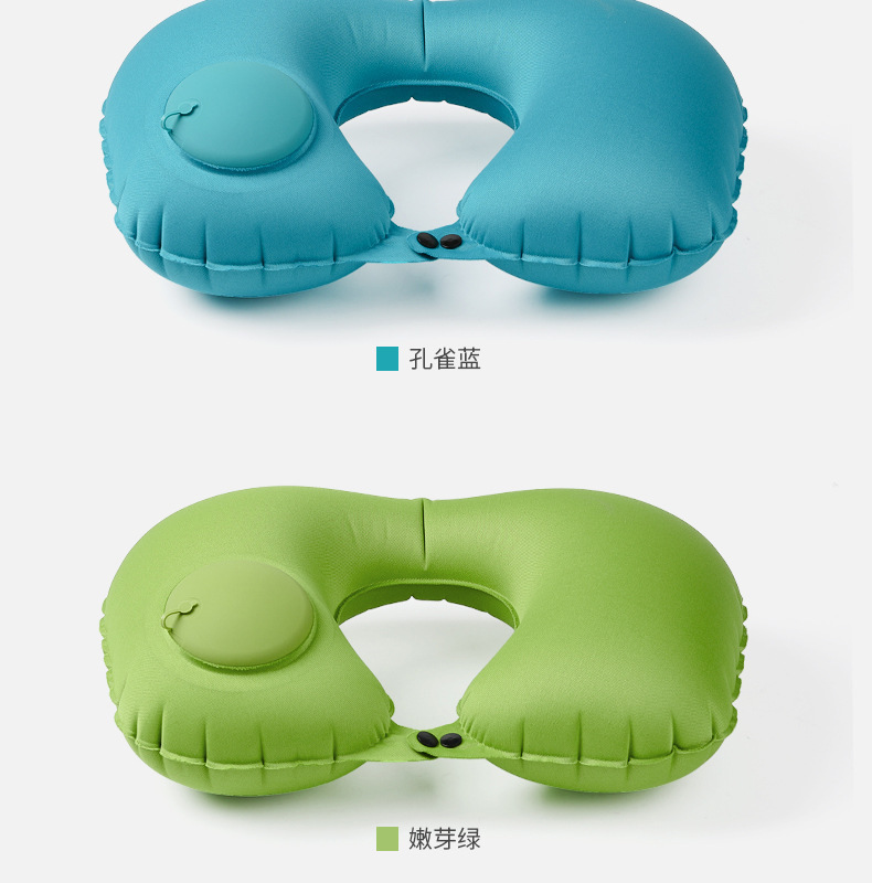 U-shaped inflatable neck pillow, portable