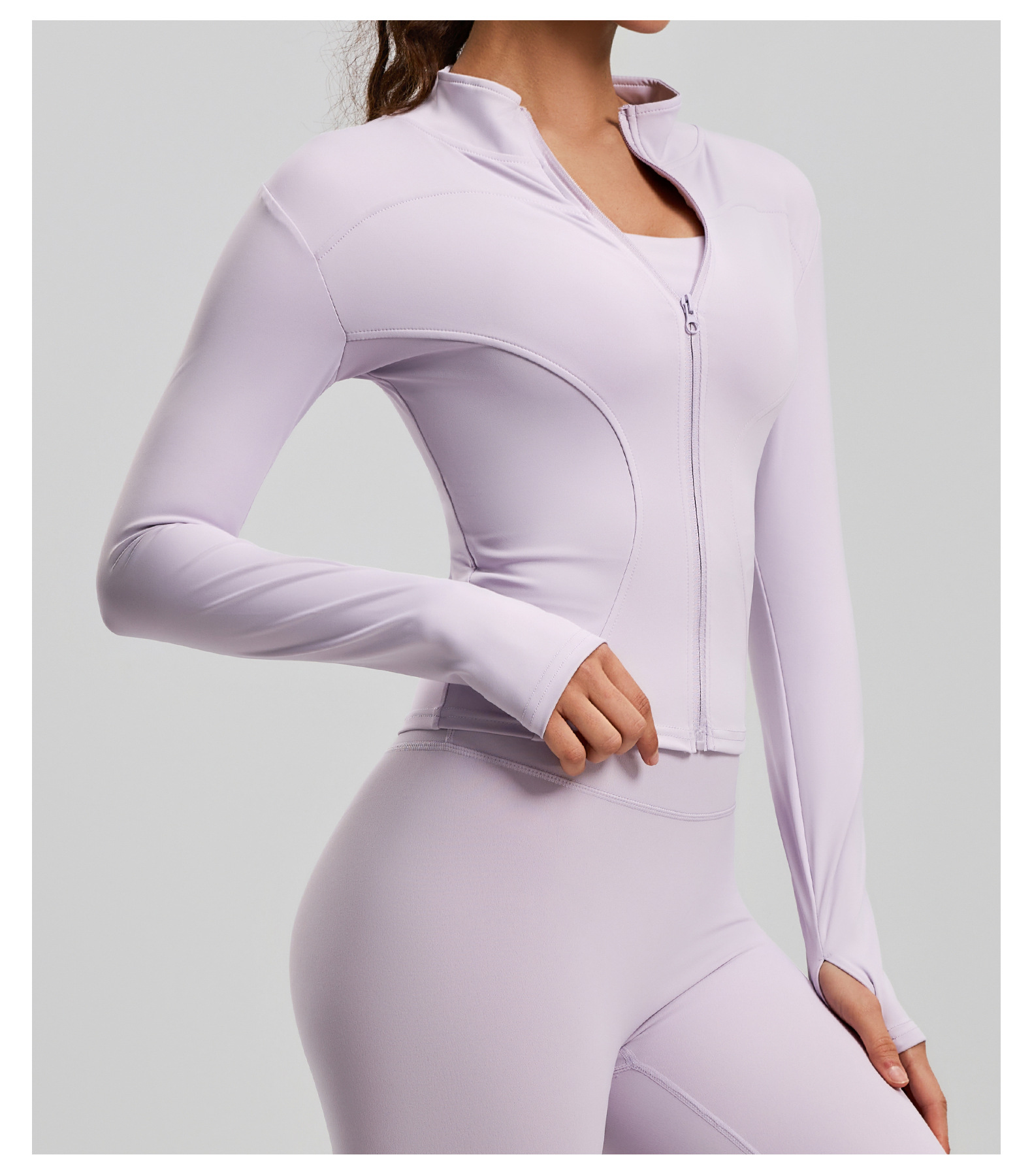Yoga jacket, slim fit, stand collar, sports training