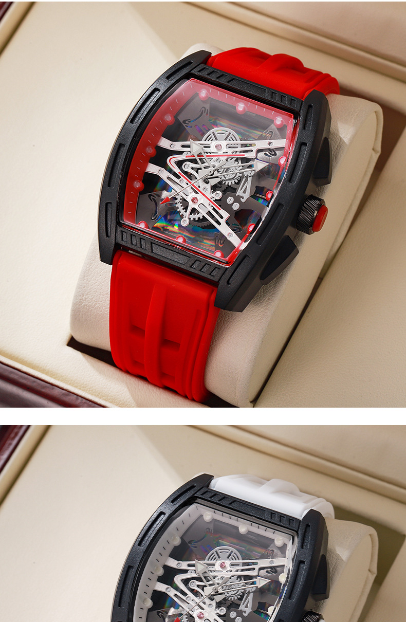 Richard hollow design men's quartz watch silicone strap