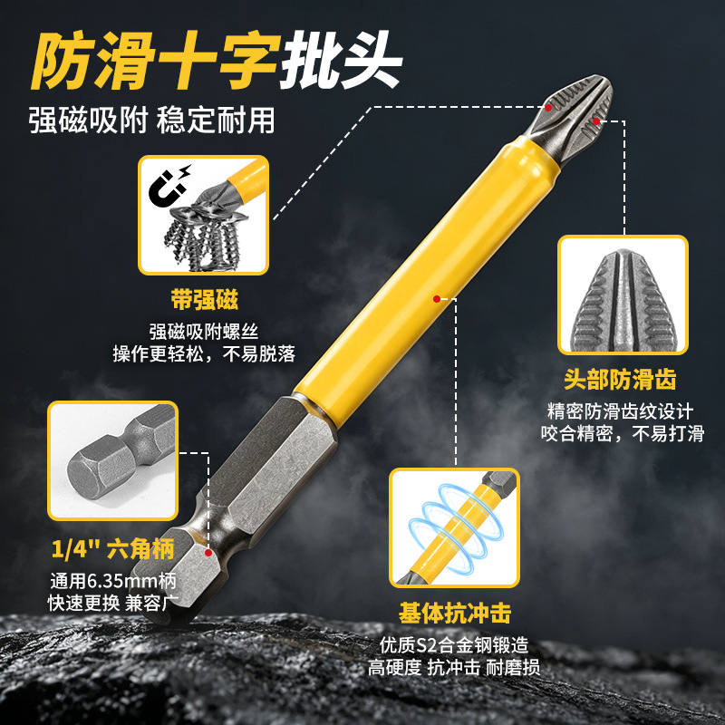 特级强磁防滑十字批头超高硬度风披头手电钻电动螺丝刀起子头套装