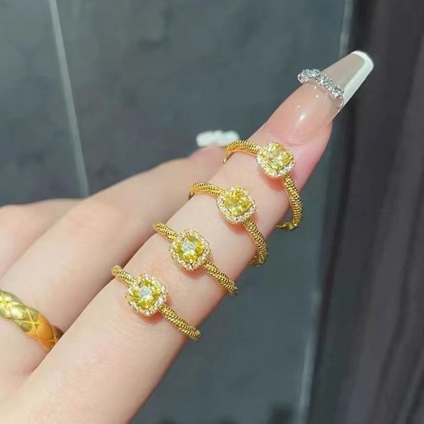 18k gold-plated ring with colorful zircon stones, women's