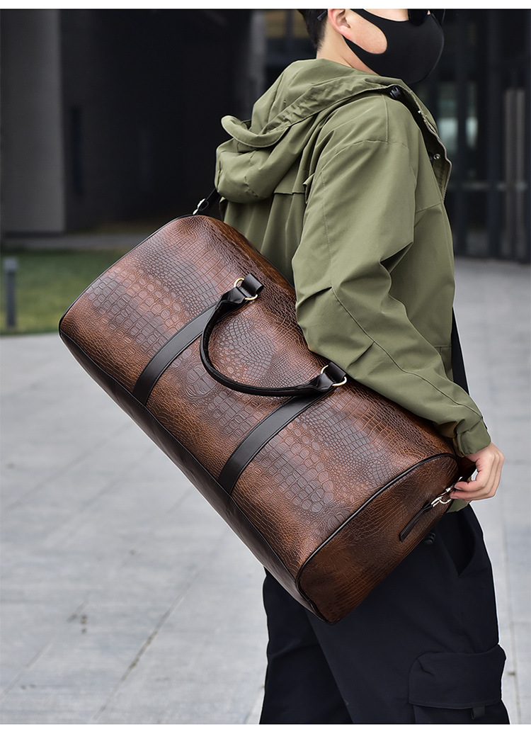 Men's travel bag, crocodile pattern, outdoor sports