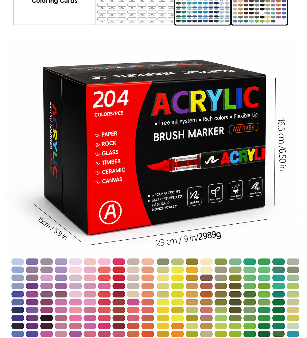 240 renkli akrilik marker seti, yumuşak uç