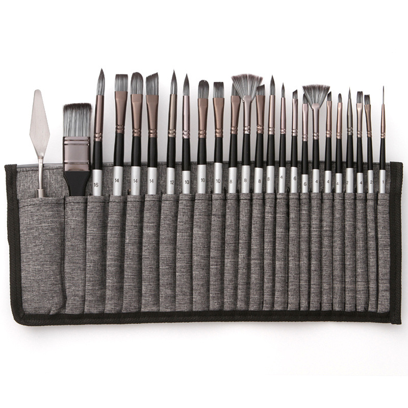 24-piece brush set for canvas, oil and watercolor