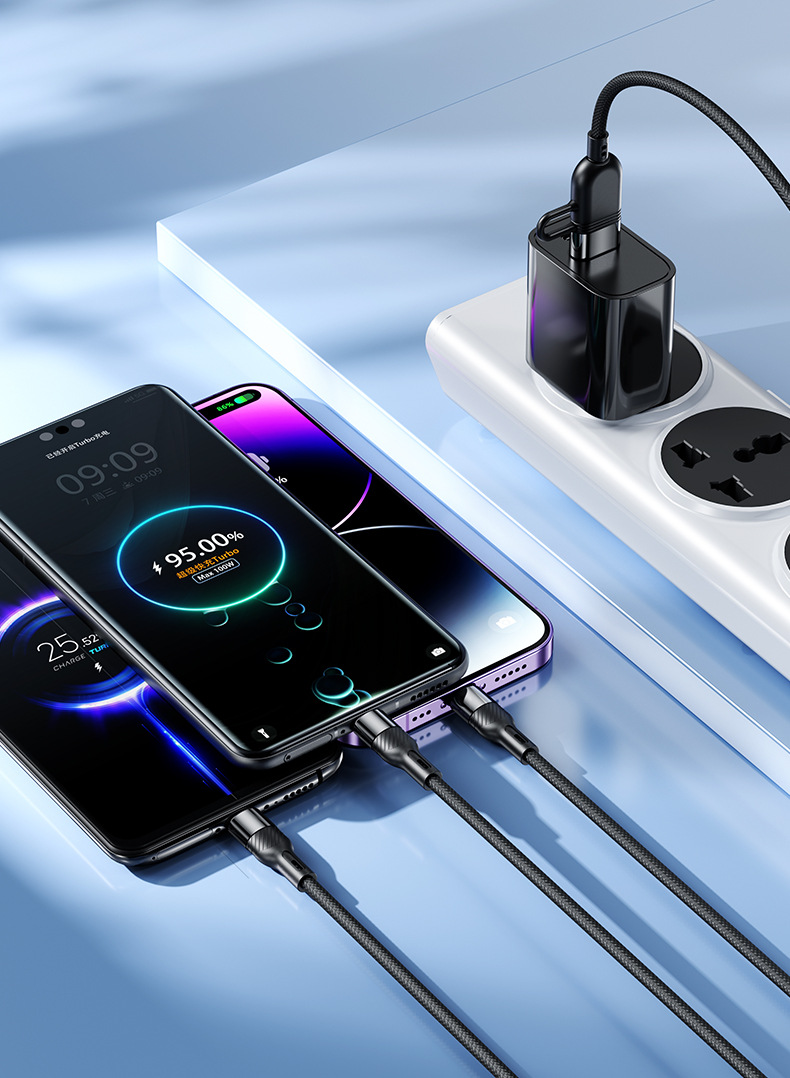 240W PD 6A 3-in-1 fast charging cable