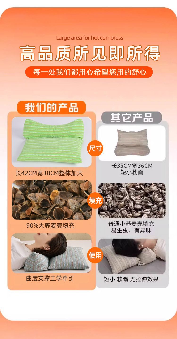Triangular cervical pillow with buckwheat shell