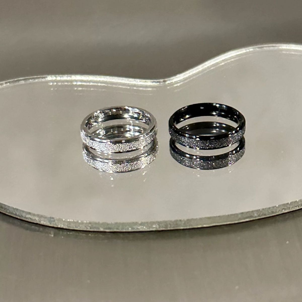 Matte black and white couple rings, premium design