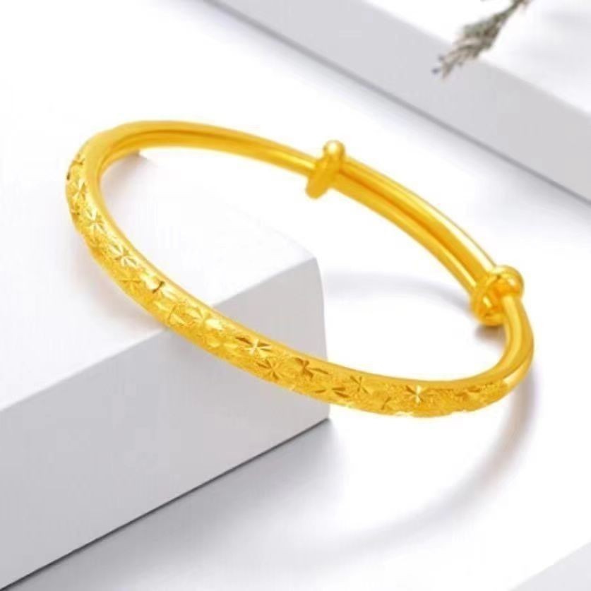 Thin sliding star pattern bracelet, solid gold-colored