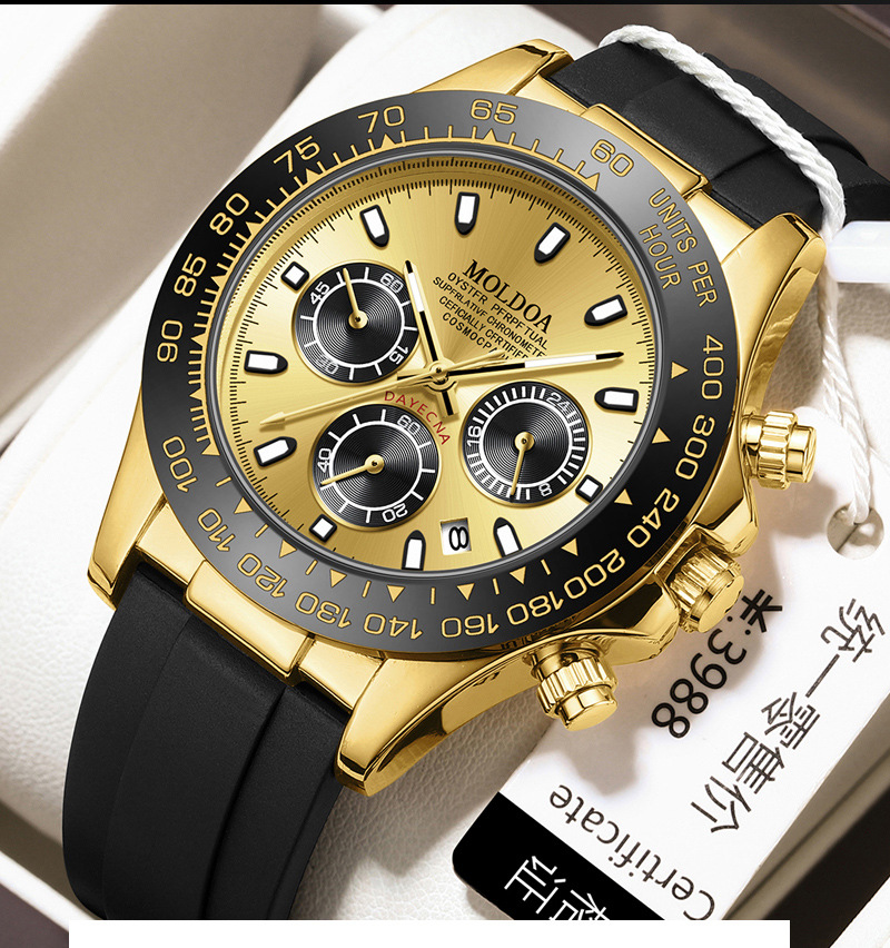 Herrenarmbanduhr mit Kalender, transparentes Design, wasserdicht