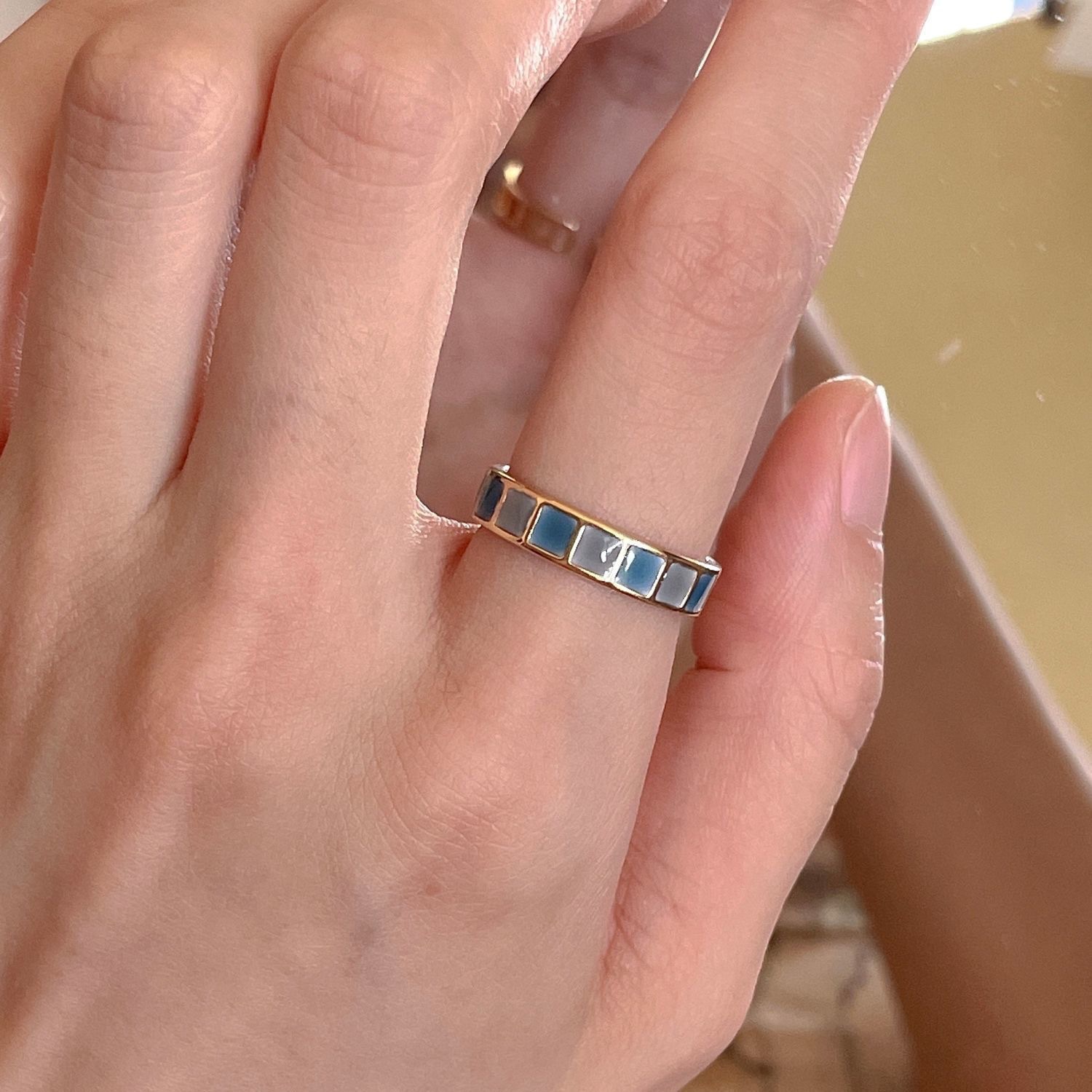 Emerald gemstone open statement ring for women
