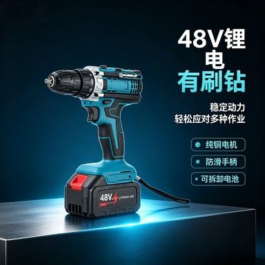 48V cordless drill kit with lithium battery