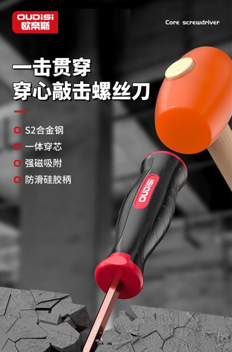 Cross screwdriver set, heavy duty, percussion