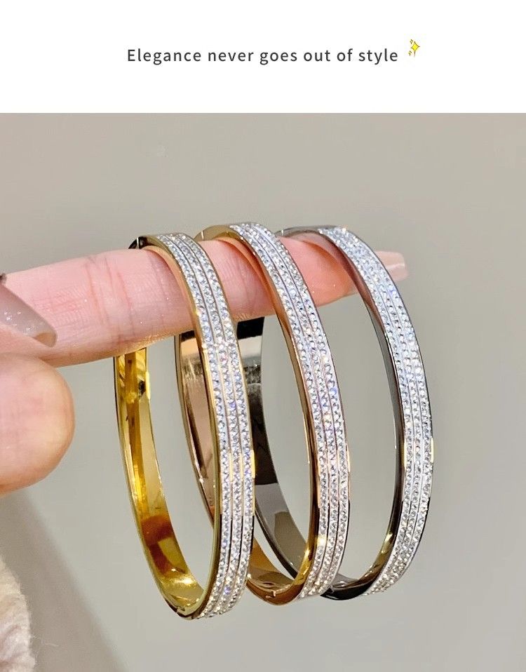Titanstahl-Armband mit Strass, vollständig besetzt, leicht