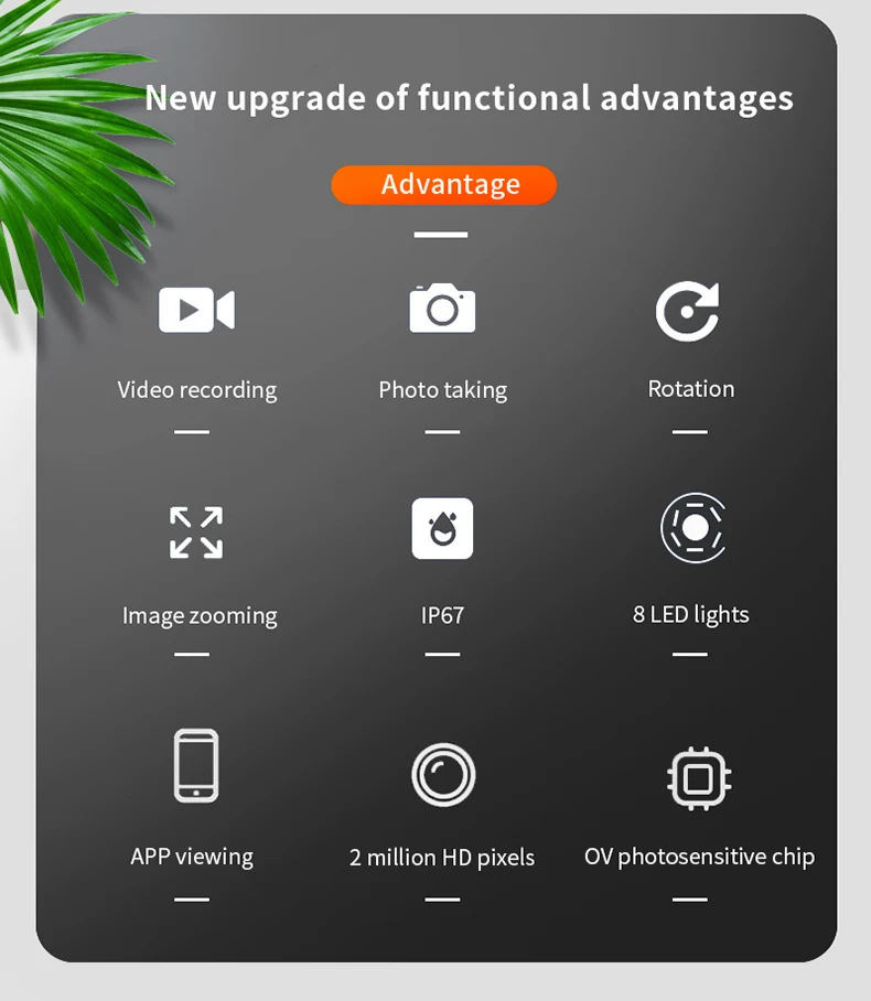 Telefon endoskopu 8mm 1080P, araba muayene kamerası