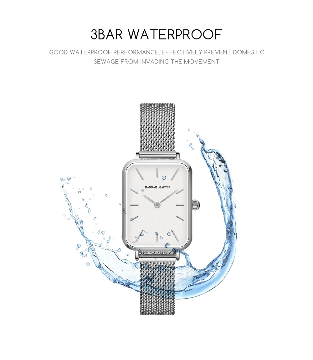 Waterproof Square Dial Watch, Japanese Movement