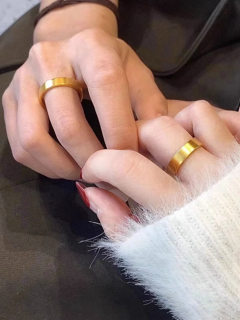 Titanstahl-Ring mit 18K-Goldvergoldung, klassisch, Paar-Ring