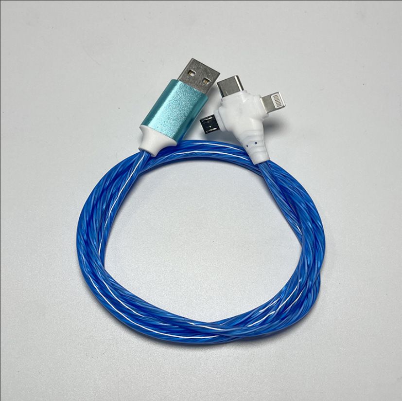 Araba kullanımı için üçü bir arada ışıklı veri kablosu, Apple type-c ışıklı taşınabilir çok bağlantı noktalı ışıklı hızlı şarj flaş şarjı için uygundur
