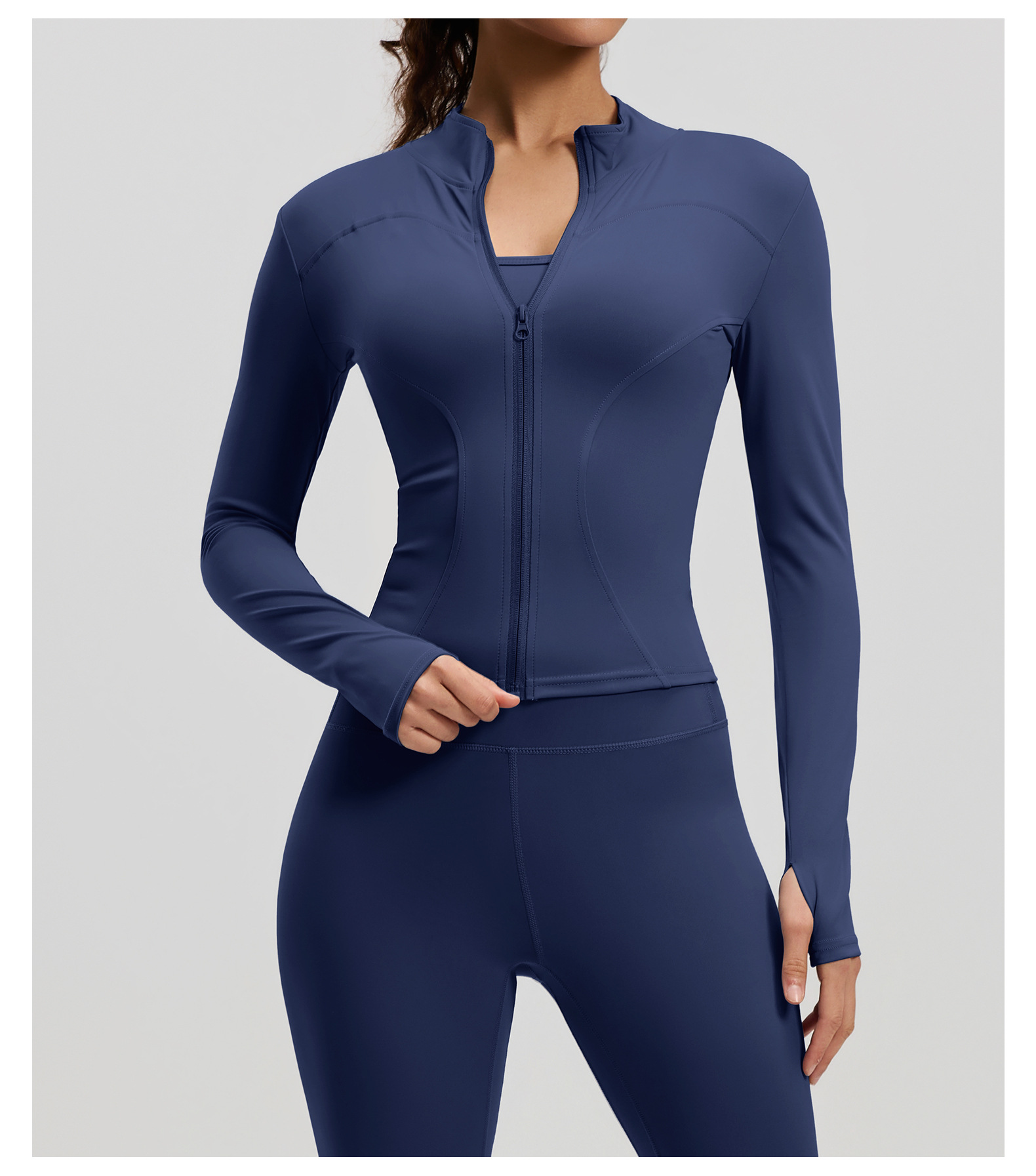 Yoga jacket, slim fit, stand collar, sports training