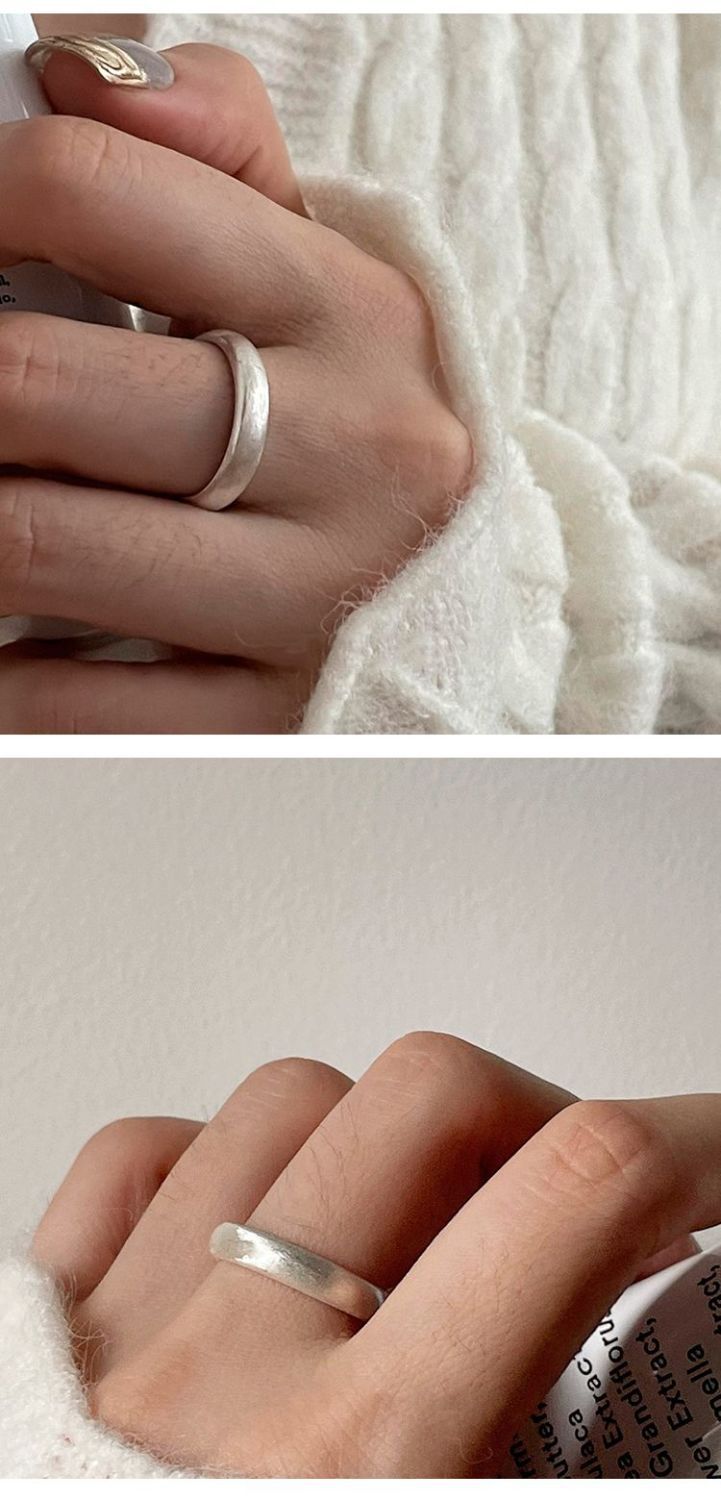 925 silver matte ring women, simple and versatile