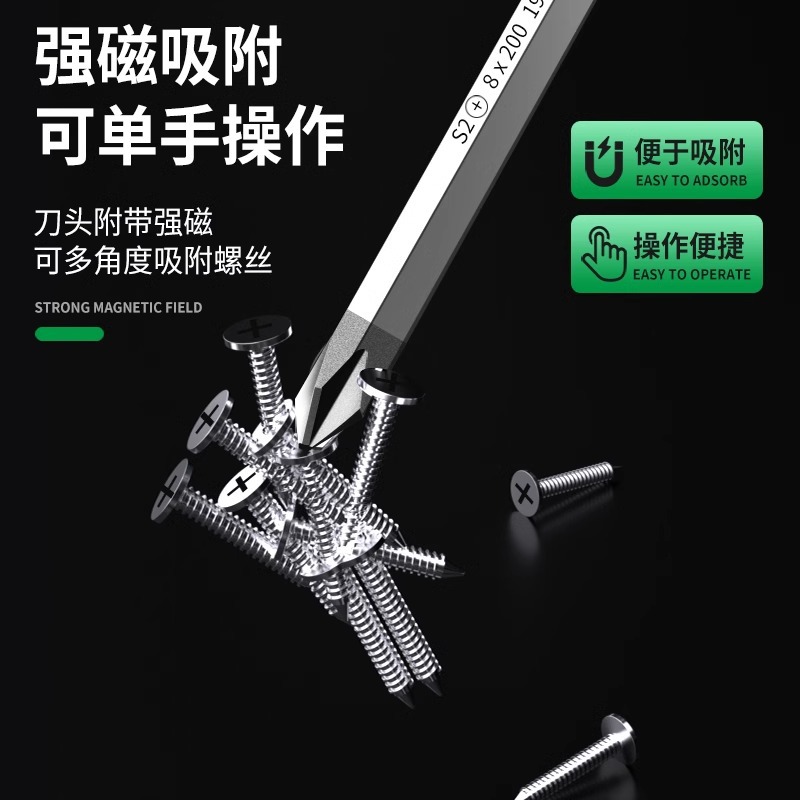 Darbelere dayanıklı kalınlaştırılmış Phillips ve düz uçlu Torx uçlu Bao Lian güçlü manyetik tornavida seti.
