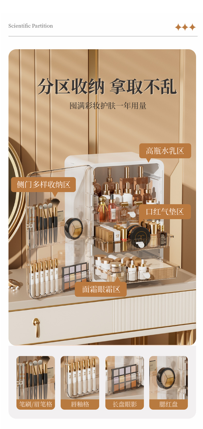 Desktop Cosmetics Storage Cabinet, Dust-proof, Large Capacity