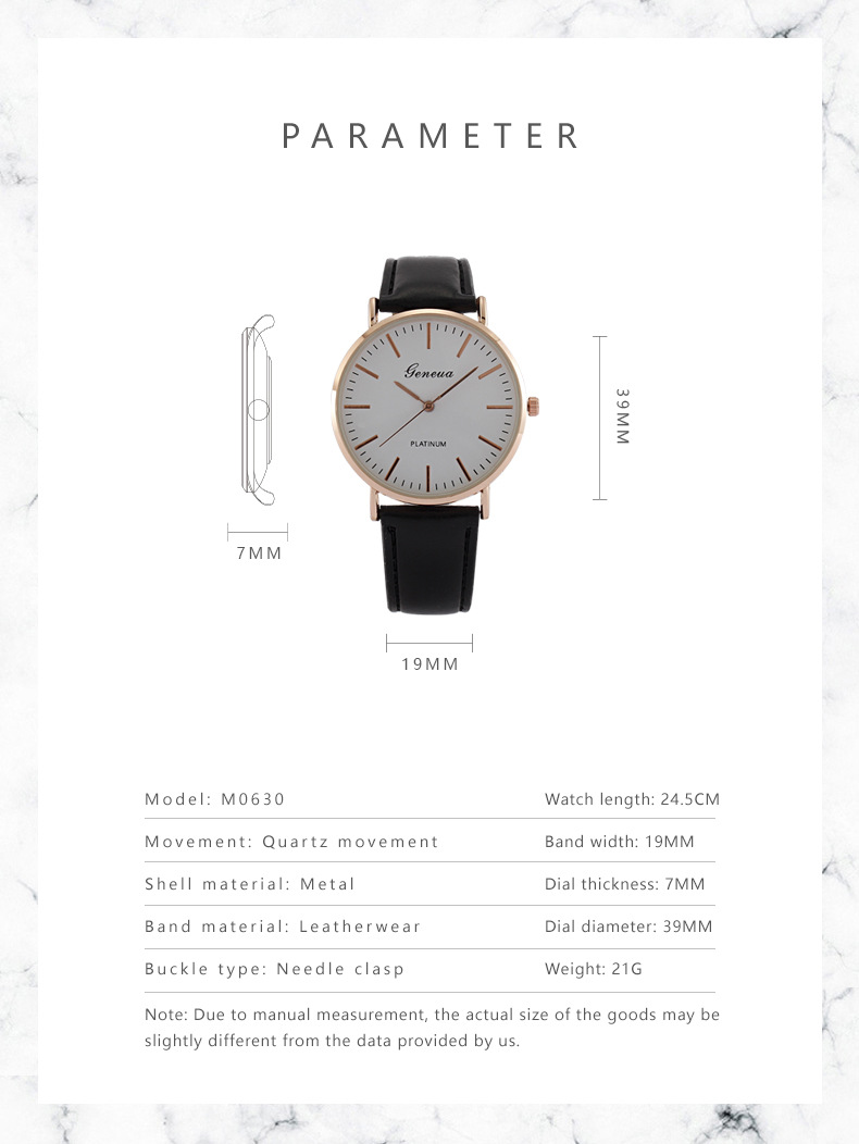 Herrenuhr, ultraflach, Lederarmband, Quarz