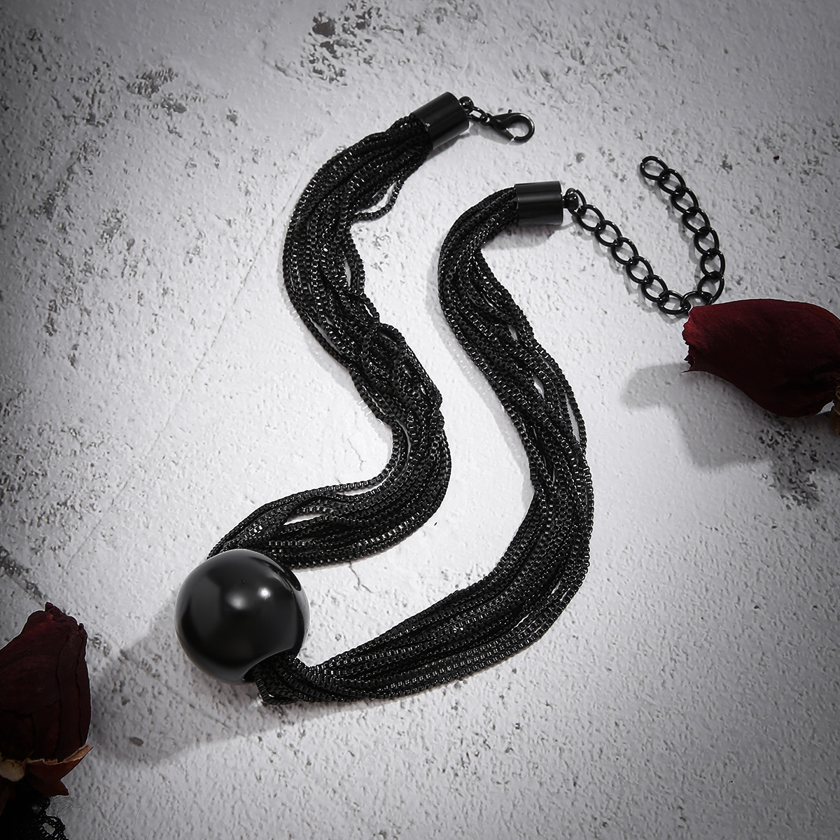 Multi-layer chain pendant necklace with spherical design