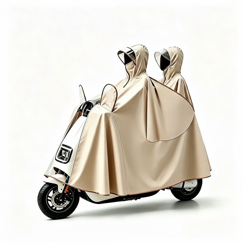 Electric vehicle raincoat, two-person, extended length, full-body protection
