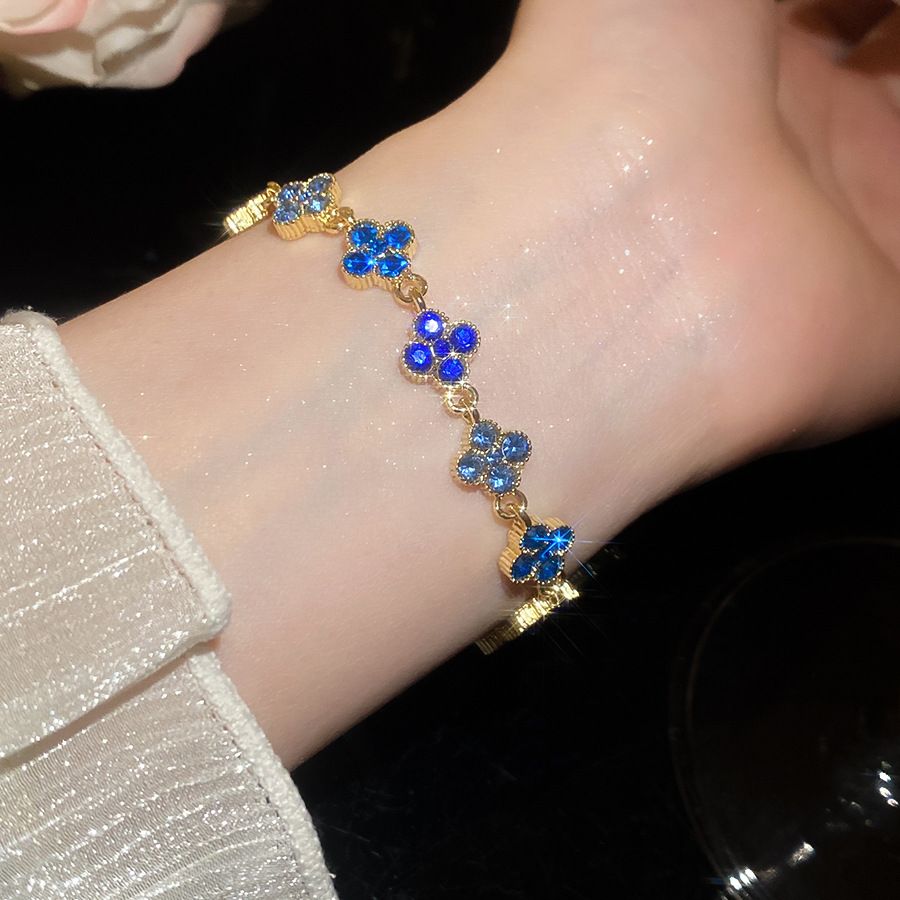 Strass-Glücksklee-Blüten-Armband, Vintage