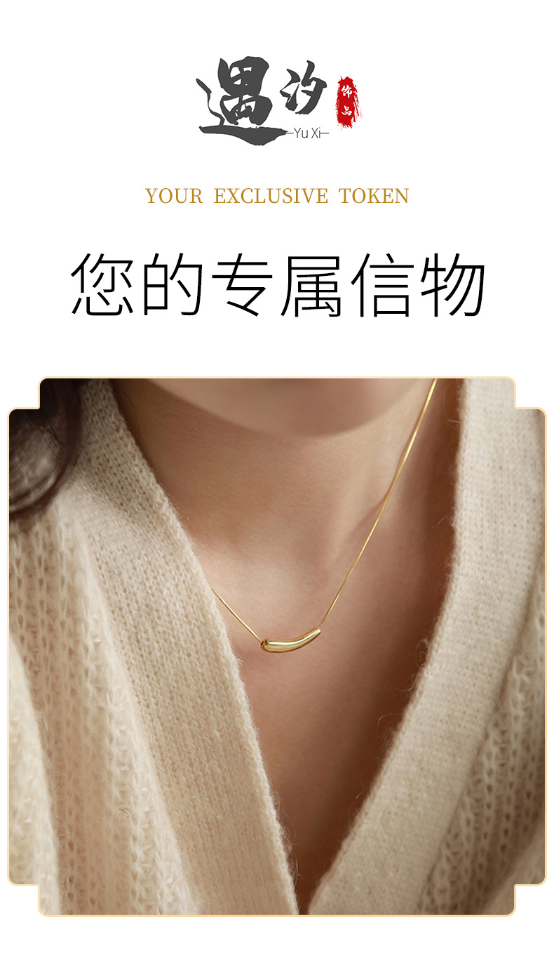 法式简约小茄子钛钢项链女时尚不规则精致轻奢颈链小众气质锁骨链