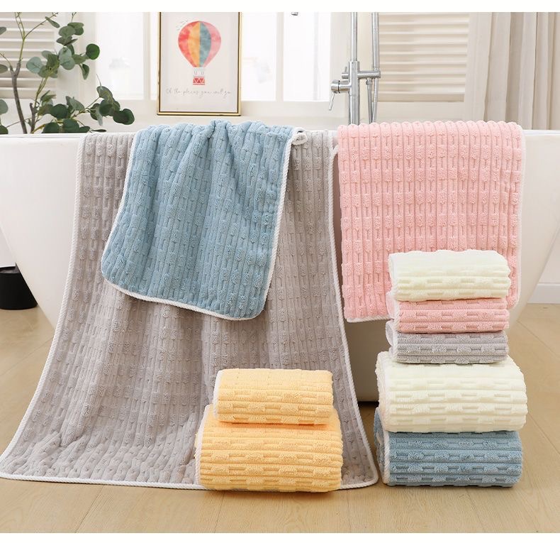 Bambus-Frottee Handtuch Set, Korallenvlies Waschlappen und Badetuch