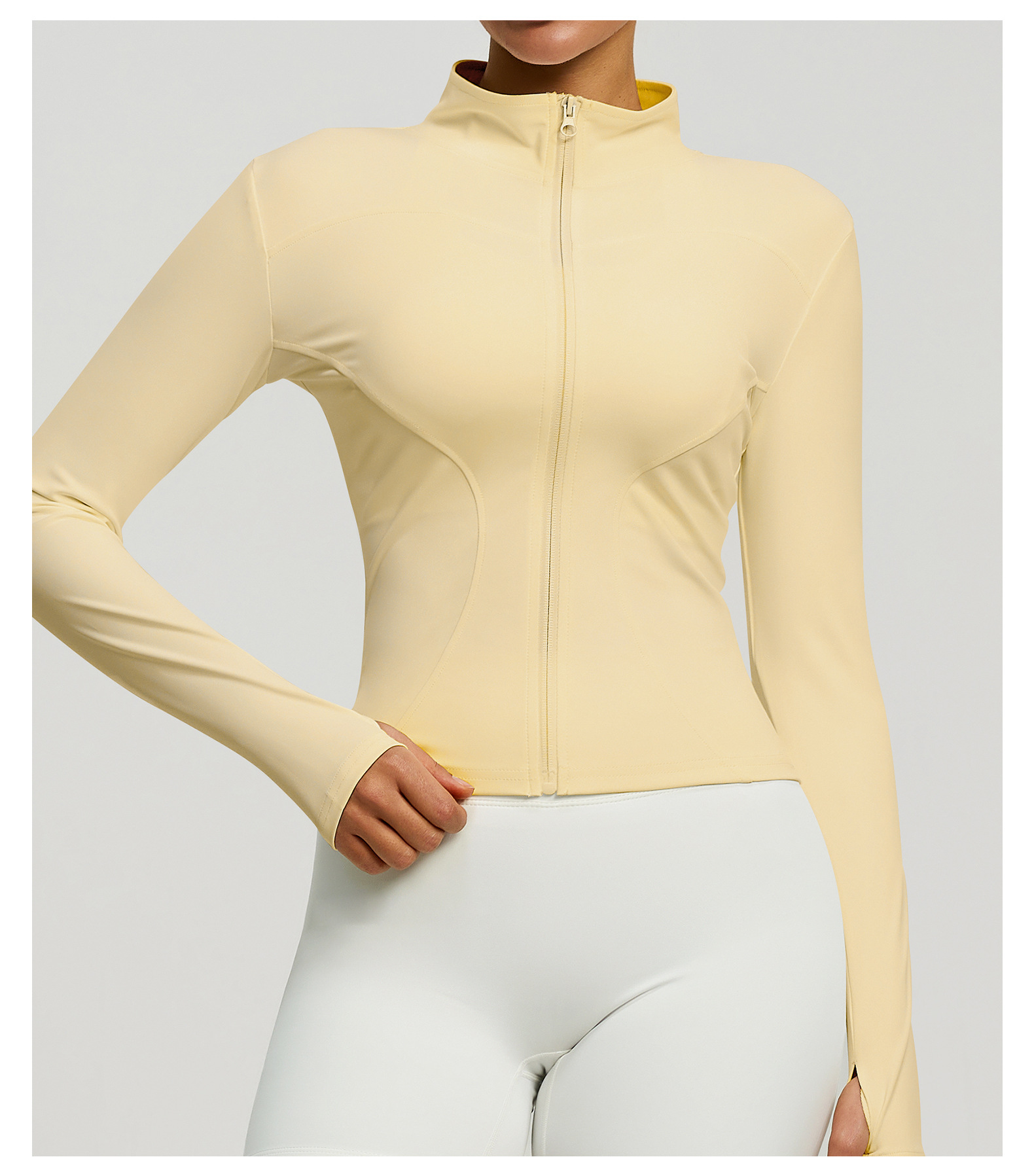 Yoga jacket, slim fit, stand collar, sports training